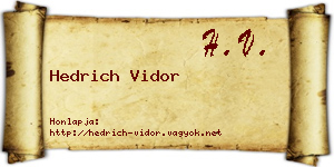 Hedrich Vidor névjegykártya